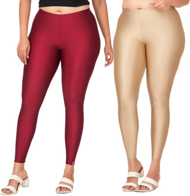 LoveiT Ankle Length Western Wear Legging(Maroon, Beige, Solid)
