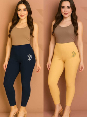 KK YARA Ankle Length  Ethnic Wear Legging(Dark Blue, Beige, Solid)