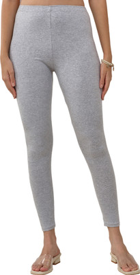Lyra Ankle Length Ethnic Wear Legging(Silver, Solid)