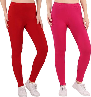 adibaba Ankle Length  Western Wear Legging(Red, Pink, Solid)