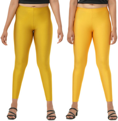 LoveiT Ankle Length Western Wear Legging(Light Green, Yellow, Solid)