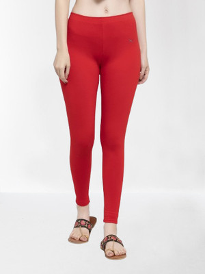 Trend Level Ankle Length Western Wear Legging(Red, Solid)