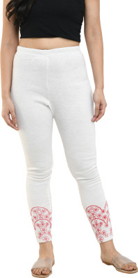 IndiWeaves Ankle Length  Western Wear Legging(White, Floral Print)
