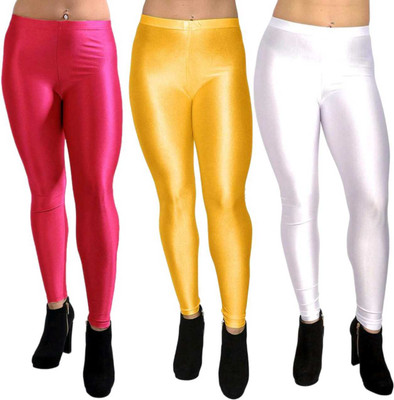 AarifGarment Churidar  Western Wear Legging(Pink, Yellow, White, Solid)