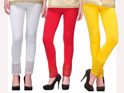 GlobyCraft Ankle Length Western Wear Legging(White, Red, Yellow, Solid)