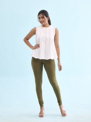 GO COLORS Churidar  Ethnic Wear Legging(Green, Solid)