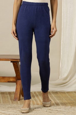 Aurelia Ankle Length Ethnic Wear Legging(Blue, Solid)