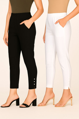 KK YARA Ankle Length  Ethnic Wear Legging(Black, White, Solid)