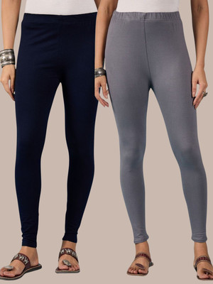 BuyNewTrend Ankle Length Western Wear Legging(Dark Blue, Grey, Solid)