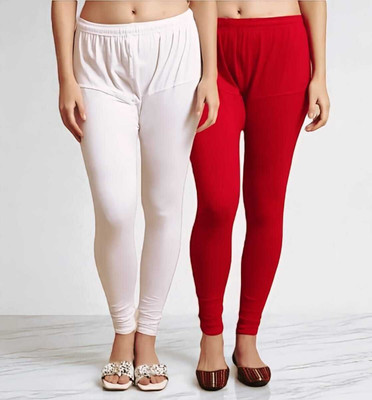 RAJDRESSES Footed  Winter Wear Legging(White, Red, Color Block)