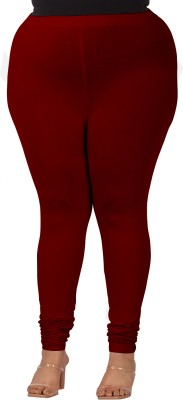 INDIAN FLOWER Churidar Length Western Wear Legging(Maroon, Solid)