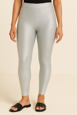 NexG Ankle Length Western Wear Legging(Silver, Solid)
