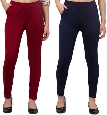 HOOKSPIN Ankle Length  Ethnic Wear Legging(Dark Blue, Solid)