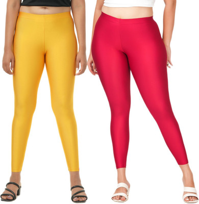 LoveiT Ankle Length Western Wear Legging(Yellow, Maroon, Solid)