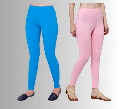 chobi star Churidar Length Ethnic Wear Legging(Blue, Pink, Solid)