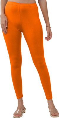 Lyra Ankle Length  Western Wear Legging(Orange, Solid)