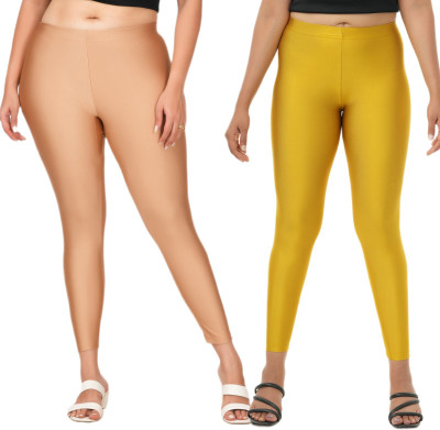 LoveiT Ankle Length Western Wear Legging(Brown, Light Green, Solid)