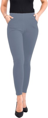 Misaina Ankle Length  Ethnic Wear Legging(Grey, Solid)
