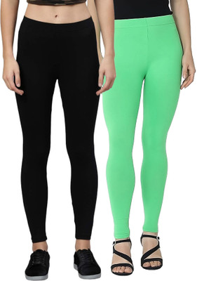 ZAYANQA Ankle Length Western Wear Legging(Black, Light Green, Solid)