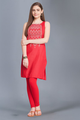 Dollar Missy Ankle Length  Ethnic Wear Legging(Red, Solid)