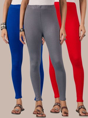 QIOA Ankle Length Western Wear Legging(Blue, Red, Grey, Solid)