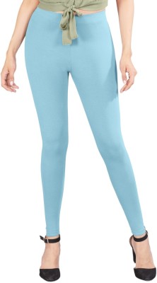 INDIAN FLOWER Ankle Length Western Wear Legging(Blue, Solid)