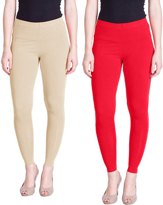 Lyra Ankle Length  Ethnic Wear Legging(Red, Beige, Solid)