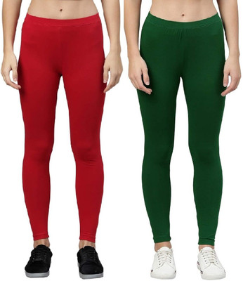 ZAYANQA Ankle Length Western Wear Legging(Red, Green, Solid)