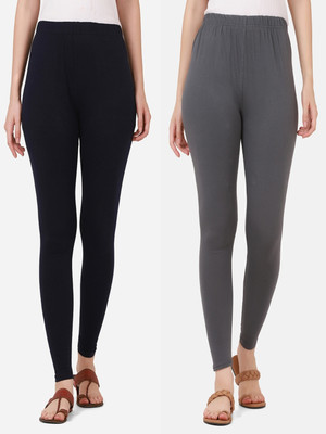 QIOA Ankle Length  Western Wear Legging(Black, Grey, Solid)