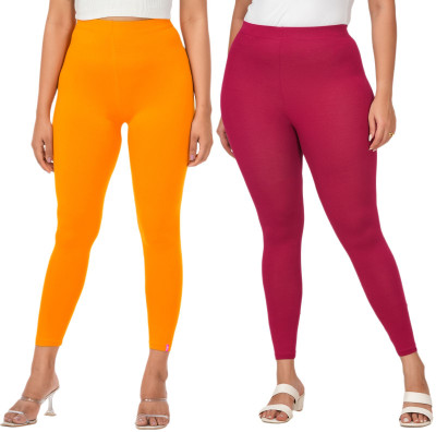 LoveiT Ankle Length Western Wear Legging(Yellow, Maroon, Solid)