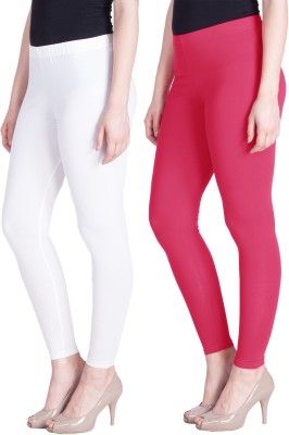 Lyra Ankle Length  Ethnic Wear Legging(White, Pink, Solid)