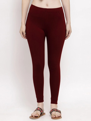 Trend Level Ankle Length  Western Wear Legging(Maroon, Solid)