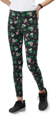 CARBON BASICS Ankle Length Western Wear Legging(Black, Floral Print)