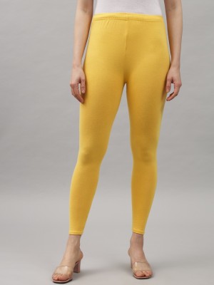 thread plus Ankle Length  Ethnic Wear Legging(Yellow, Solid)