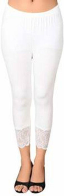 PI World 3/4th/Calf Length Western Wear Legging(White, Self Design)