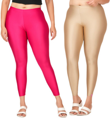 LoveiT Ankle Length Western Wear Legging(Pink, Beige, Solid)