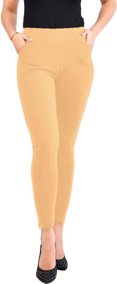 Misaina Ankle Length  Ethnic Wear Legging(Beige, Solid)