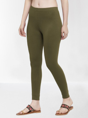 Trend Level Ankle Length Western Wear Legging(Dark Green, Solid)