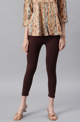 Janasya Ankle Length Western Wear Legging(Brown, Solid)