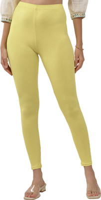 Lyra Ankle Length  Western Wear Legging(Yellow, Solid)