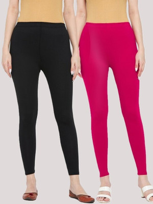 Belle Volly Ankle Length Ethnic Wear Legging(Black, Pink, Solid)