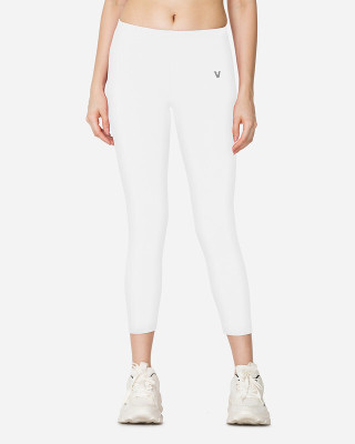 V Star Mid-Calf Length  Western Wear Legging(White, Solid)