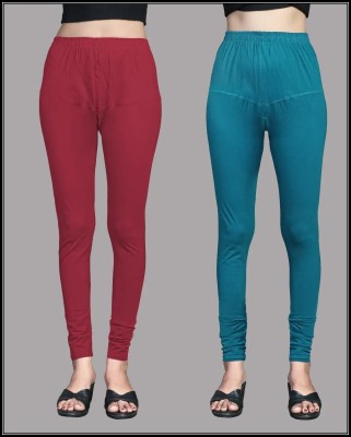 GN SPORTS Churidar  Western Wear Legging(Maroon, Green, Solid)