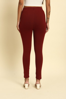 thread plus Ankle Length  Ethnic Wear Legging(Maroon, Solid)