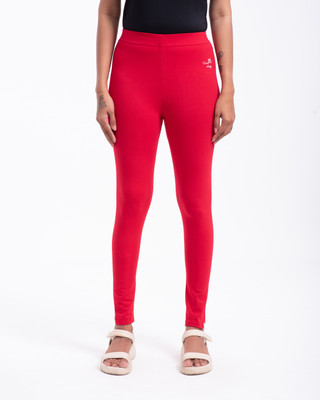 TARA WINGS Ankle Length Western Wear Legging(Red, Solid)
