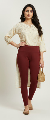Sanwariya Ankle Length  Western Wear Legging(Maroon, Solid)