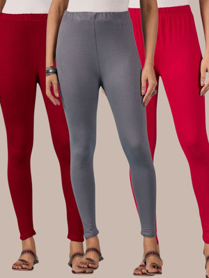 BuyNewTrend Ankle Length Western Wear Legging(Maroon, Pink, Grey, Solid)