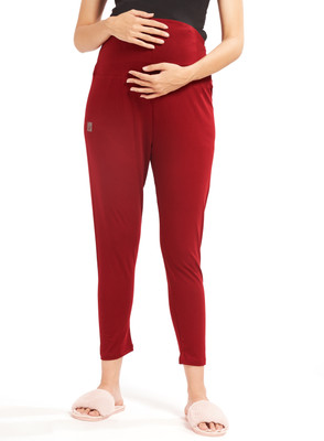 AV2 Ankle Length Maternity Wear Legging(Maroon, Solid)