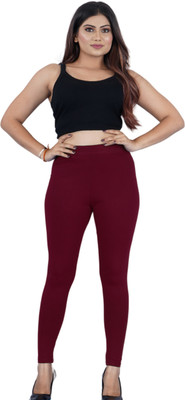 Scomfort Ankle Length Western Wear Legging(Maroon, Solid)