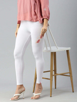 Muskesh Ankle Length Western Wear Legging(White, Solid)